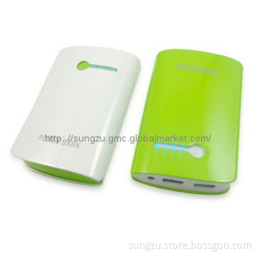 Portable smartphone charger with LED light and indicator